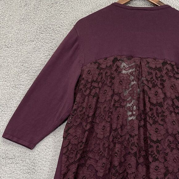 Lane Bryant Light Open Cardigan Women 22/24 Purple Knit 3/4 Sleeve Lace Back T32 - Picture 8 of 16